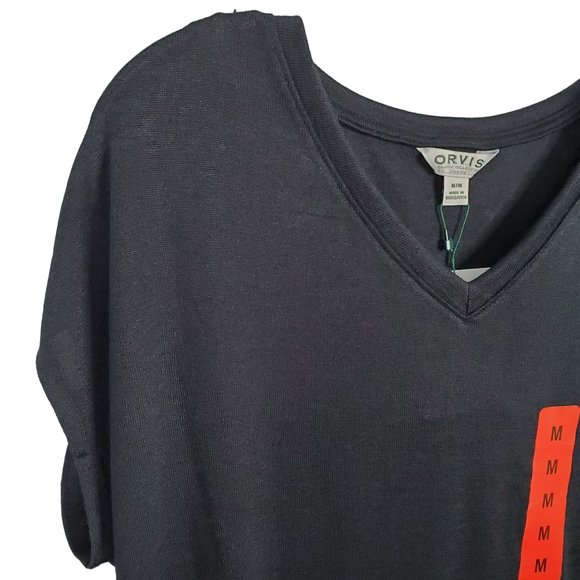 Orvis NWT Size M Top Hi-Lo Tunic Knit Short Sleeve Lightweight Silky Soft Black - Picture 4 of 9